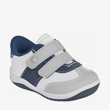 Baskets double pression - Blanc/Bleu/Gris - Kidy 