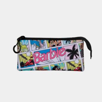 Trousse école Barbie à 3 compartiments - rose - Barbie