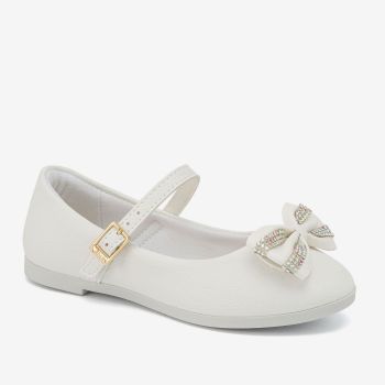 Ballerine à nœud strassé - Blanc - KLIN