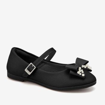 Ballerine à boucle et nœud perlé - Noir - KLIN