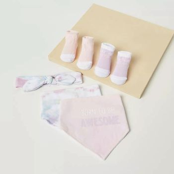 Lot de 2 paires de chaussons, 2 bavoirs et 1 serre-tête - Multicolore - Juniors