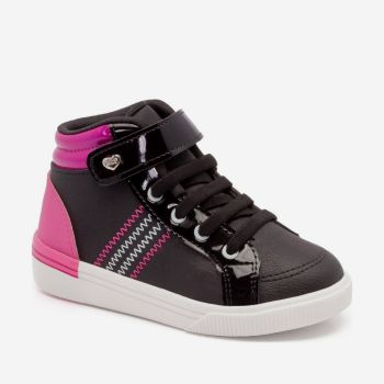 Montante lacée et scratchée - Noir et rose - Klin