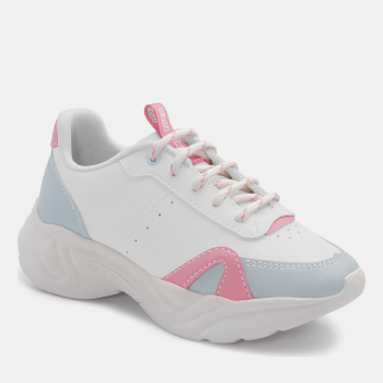 Baskets fille à détails rose et bleu - Blanc - Klin
