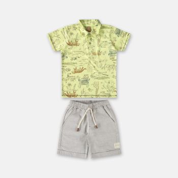 Ensemble Polo et culotte - Vert/Gris - Up baby