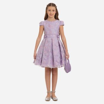 Robe de cérémonie à motifs fleurs + sac à main - Violet - Pamina