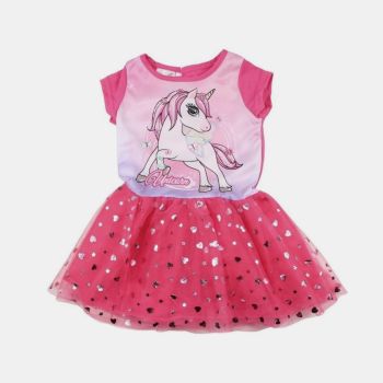 Robe avec tulle Licorne - Rose 
