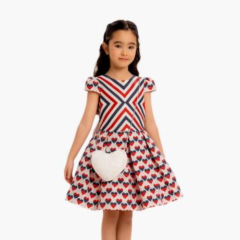 Robe à motif cœur - Bleu/Rouge - Pamina