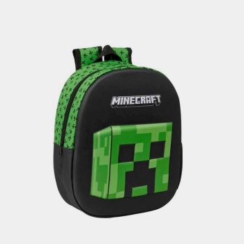 Sac à dos 3D minecraft 33cm - Noir/Vert - Minecraft