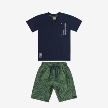 Ensemble T-Shirt et bermuda - Vert/bleu - Quimby