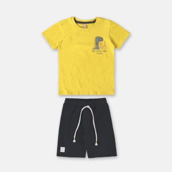 Ensemble T-shirt et bermuda - Jaune/bleu - Up baby