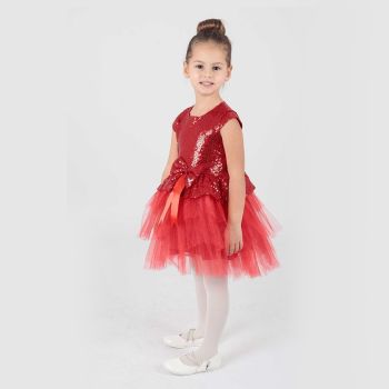 Robe de cérémonie à tulle pailleté - Rouge