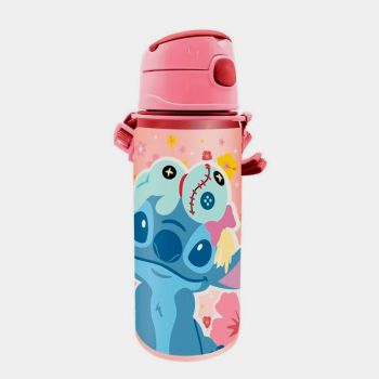 Gourde aluminium lilo & stitch avec paille 600ML- Rose - Disney