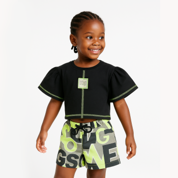 Ensemble  Crop Top et Jupe  short - Noir - Gloss