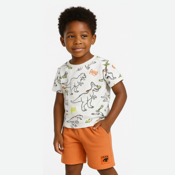 Ensemble garçon Dinosaure - Orange/Blanc - Bee Loop