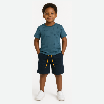 Ensemble t-shirt et bermuda garçon - Bleu - Quimby