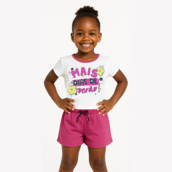 Ensemble Crop top et short - Rose/blanc - Bee Loop