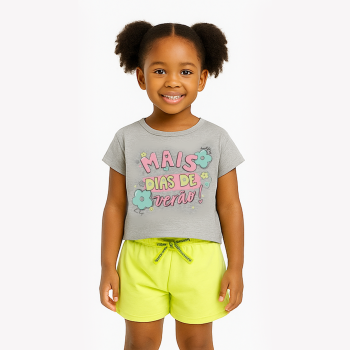 Ensemble Crop top et short - Gris/vert - Bee Loop