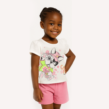 Ensemble T-shirt et short Bébé fille - Rose Fluor/Beige - Bee Loop