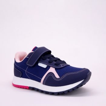 Basket lacée et scratchée - Blue/rose - Klin