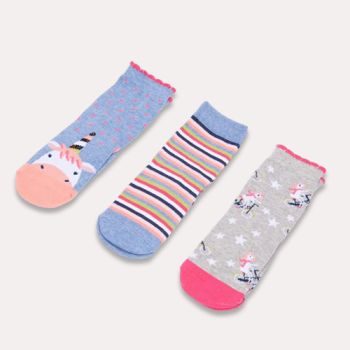 Lot de 03 paires de chaussettes fille - Multicolore - Juniors