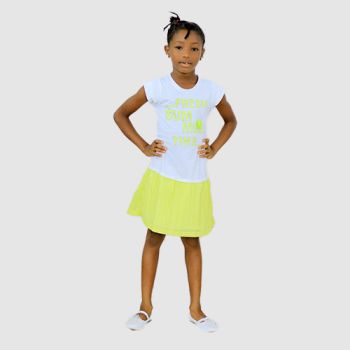 Robe cintrée à la taille - Jaune/Blanc - Gloss