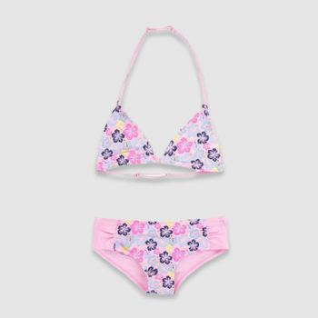 Maillot de bain fille à motifs fleurs - Rose 