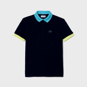 Polo garçon à col bleu clair - Bleu foncé - Lacoste