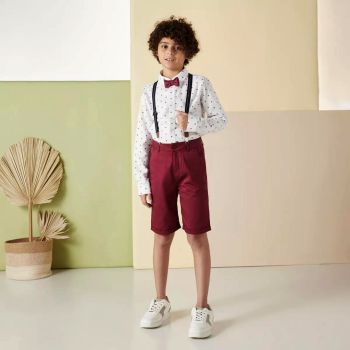short bermudas et bretelle - Rouge - Juniors