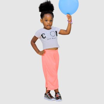 Ensemble fille top COOL et pantacourt - Rose - Quimby