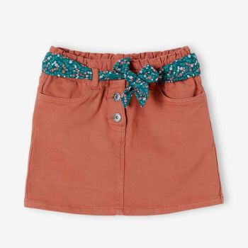 Jupe ceinture foulard fleurie - Marron - Vertbaudet