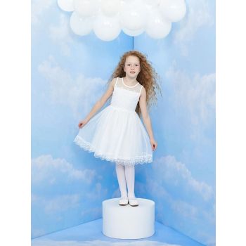 Robe dentelle et tulle spécial baptême - Blanc - Waikiki