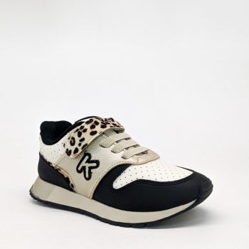 Baskets fille à scratch et motifs panthère  - noir/doré - Klin