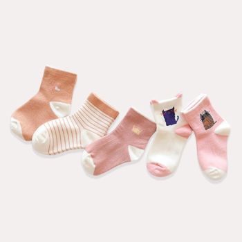 Lot de 05 paires de chaussettes fille à motifs - Multicolore