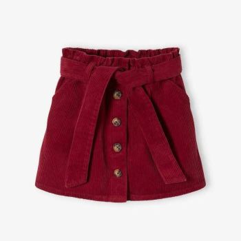 Jupe en velours - Rouge bordeaux - Vertbaudet