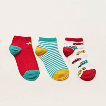Lot de 3paires de chaussettes motif voiture - Multicolore - Juniors