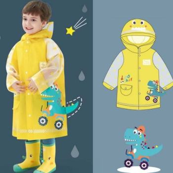 Imperméable dinosaure pour garçon + Sac de rangement - Jaune