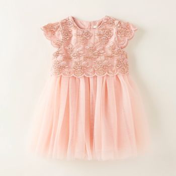Robe de cérémonie bébé fille en tule - Saumon 