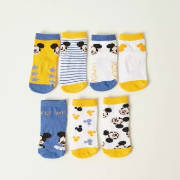 Lot de 07 paires de chaussettes Mickey - Janue/Bleu/Blanc - Disney