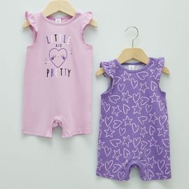 Lot de 2 combinaisons pour bébé fille - Violet