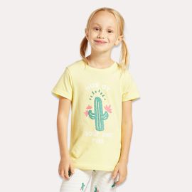 Pyjama fille cactus - Jaune/Blanc - juniors